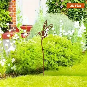Rusty Bee Metal Garden Stake, Perfect for Courtyard, Balcony, Flower Pots, Outdoor Space, Outdoor Garden Decor, Ideal Valentine's Day Gift