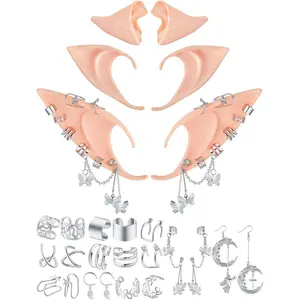 13 Pairs Elf Ears with Elf Earrings Set Ears Elf Earrings Cuffs for Women Costume Cosplay Accessories Halloween Party
