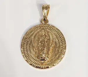 Plated Virgin Mary Medallion Pendant