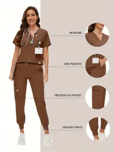 Summer Uniforms Woman Scrub Set Fitted Nurse Beauty Salon Workwear Clinical Scrubs Top Pants Sets Spa Doctor Nursing Clinical Suit