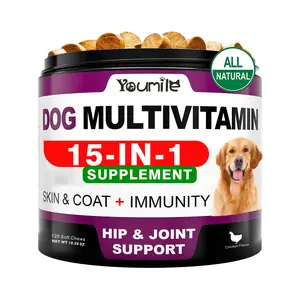 2025 News！Dog’s stiff joints & dull coat? This 15-in-1 multivitamin saves the day! Joints + immunity + shiny fur, all in one bottle,Senior Dog Multivitamin with Glucosamine