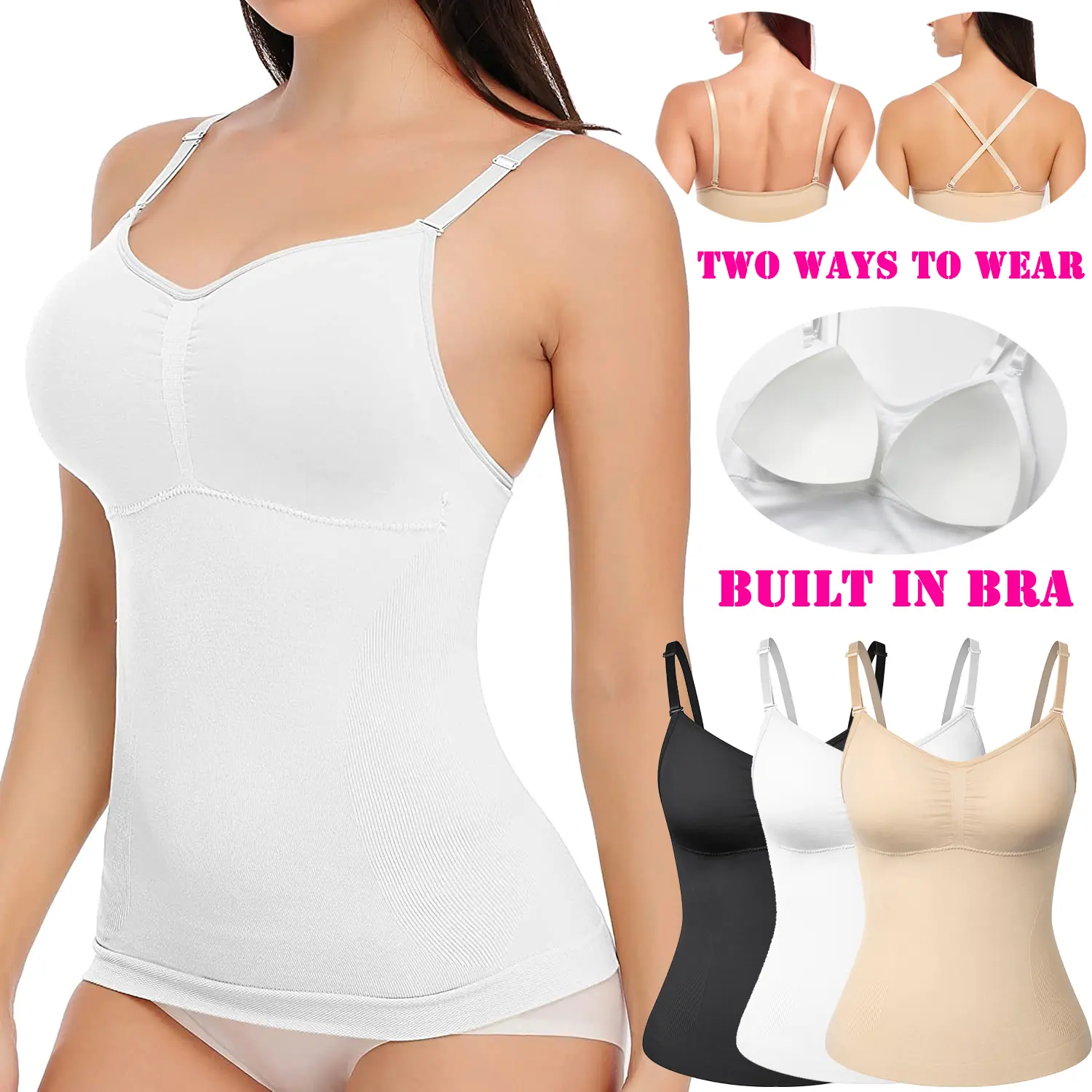 Women Body Shaper Soft Tank Removable Pad Camisole with Comfortable Fit and Stretchy Design Plus Size Padded Vest Ideal for Daily Wear