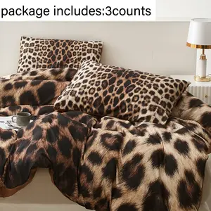 Digital Print Sheet Set Includes One Fitted Sheet and Two Pillowcases, Unique Leopard Design, Comfortable Bedding for All Seasons, Boho Bedding, Bedding Accessories, Bedding Supplies