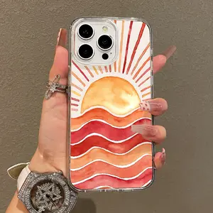 Trendy Magnetic Case for iPhone11/12/13/14/15/16/17/promax, Sunset Wave Ultra Slim, MagSafe Support, Shockproof | Playful & Fun Style