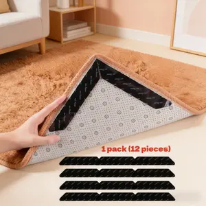 Non-slip Rug Pad Gripper, 12 Counts/setChristmas DecorReusable & Washable RugTape for Floors & Tiles, AreaRugPad Gripper, Floor Mat Gripper, HouseholdCarpetAccessories, Christmas GiftsChristmas Decorations, RoomEssentials,Floor Grippers subway tile