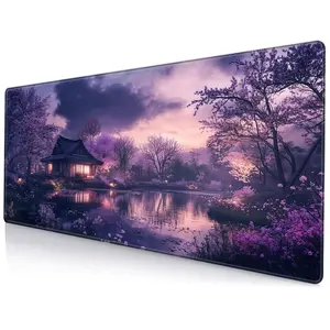 Cherry Blossom Landscape Pattern Mouse Pad, 1 Count Large Extended Keyboard Mat, Aesthetic Table Mat, Gaming Mouse Pad for Game Room