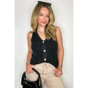 Minimalist Button Front Knit Vest