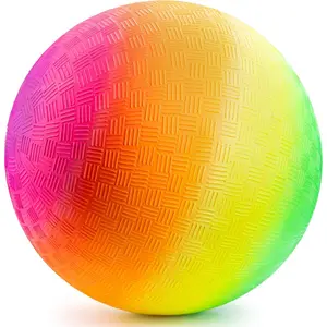 PlayBolt Rainbow Playground Ball - 8.5Inch (Pack of 1) Rubber Bouncy Inflatable Balls for Kids and Adults, Indoor and Outdoor Games, Kickball, Dodgeball, Four Square, and More