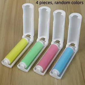 Reusable Pet Hair Remover Rollers Set of 4, Portable Washable Sticky Rolls for Furniture Carpet Clothes, Easy to Remove Animal Fur