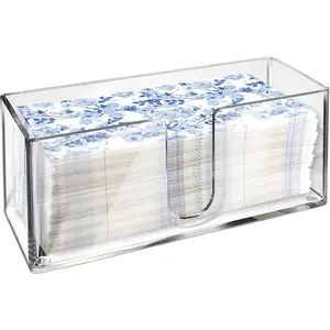 Paper Towel Holder for Bathroom or Kitchen - Clear Countertop Dispenser for Trifold, Multifold, C-Fold Napkins, Disposable Hand Towels, Modern Napkin Tray, 10.75 x 4.125 x 5 Inch
