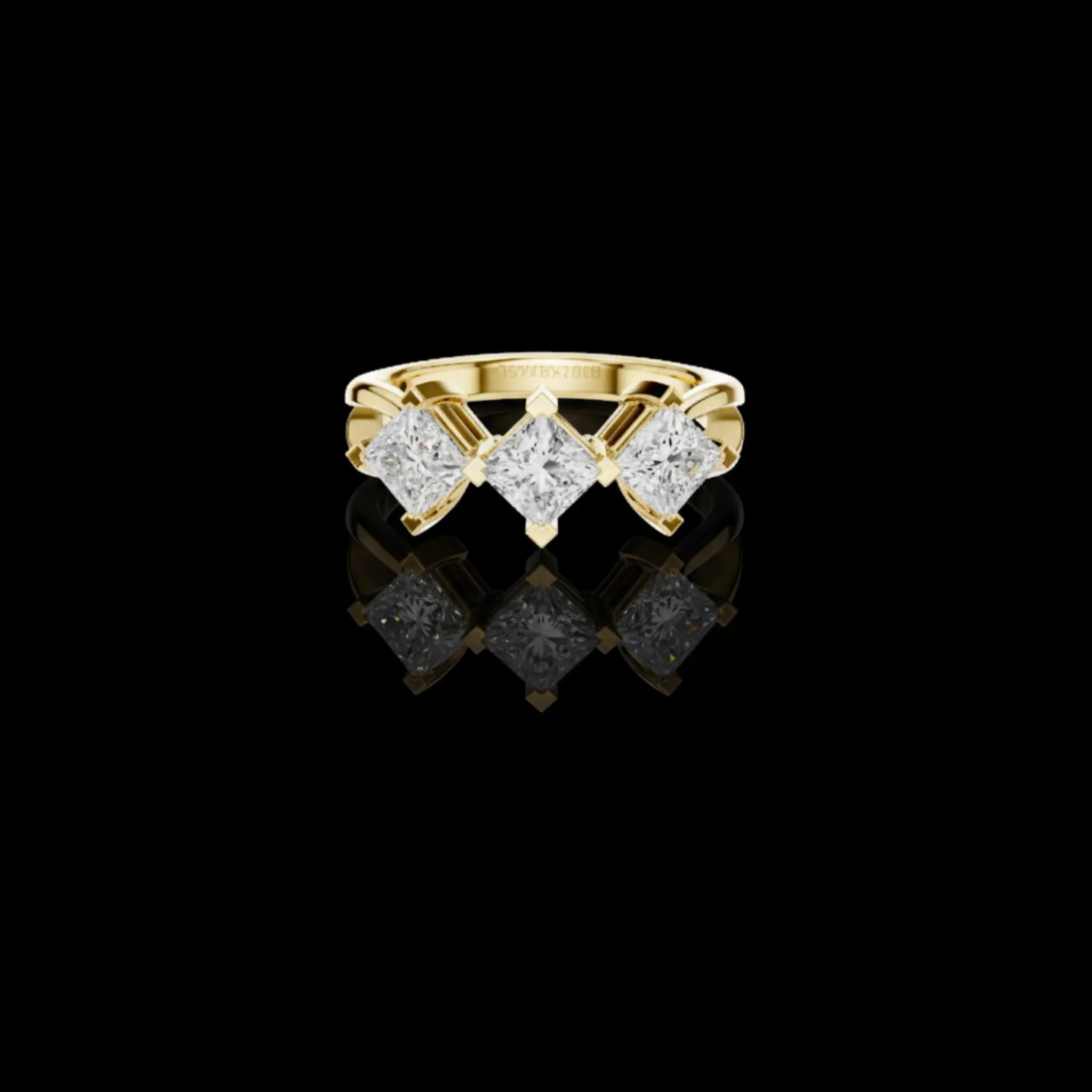 Princess Cut Three Stone Lab Diamond Engagement Ring