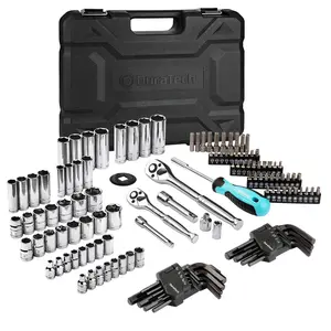#SpringGlowUp DURATECH 121-Piece Mechanics Tool Kits, Include SAE/Metric Sockets Set, 72-Tooth Drive Ratchet, 40-in-1 Magnetic Screwdriver, and Hex Keys with Carrying Tool Box for Auto Repair