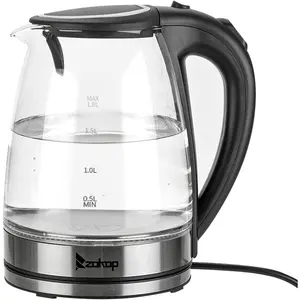 Zokop Glass Electric Kettle, 1.8 Liter Cordless with LED Light, Glass Tea Kettle & Hot Water Boiler,Auto Shut-Off and Boil-Dry Protection (Style 2-1.8L-1500W)