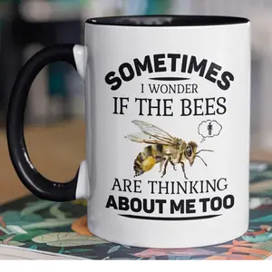 Beekeeper Mug, Bee Keeper Gifts, Bee Lover Coffee Cup, Sometimes I Wonder if the bees are thinking about me too, Funny Honey Bee Cup