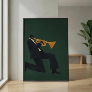 Vintage Jazz Afrocentric Wall Art Retro Music Poster (Unframed)