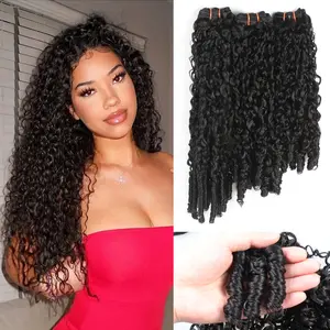 Enbeautiful Pure Protein Fiber Burmese Curly Bundles – 3Pcs Quick Weave Extensions with Spiral Ends & Human Hair Texture (12/14/16") Natural Black