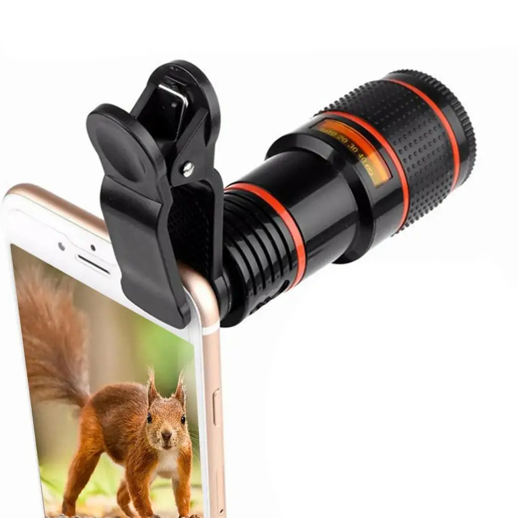 Cellphone Telescope 8 Times High Definition Monocular Telescope Mini Portable Focusing Telescope with Clip Cover Cleaning Cloth for Bird Watching Hunting Camping HIking Accessories Travel Gadgets
