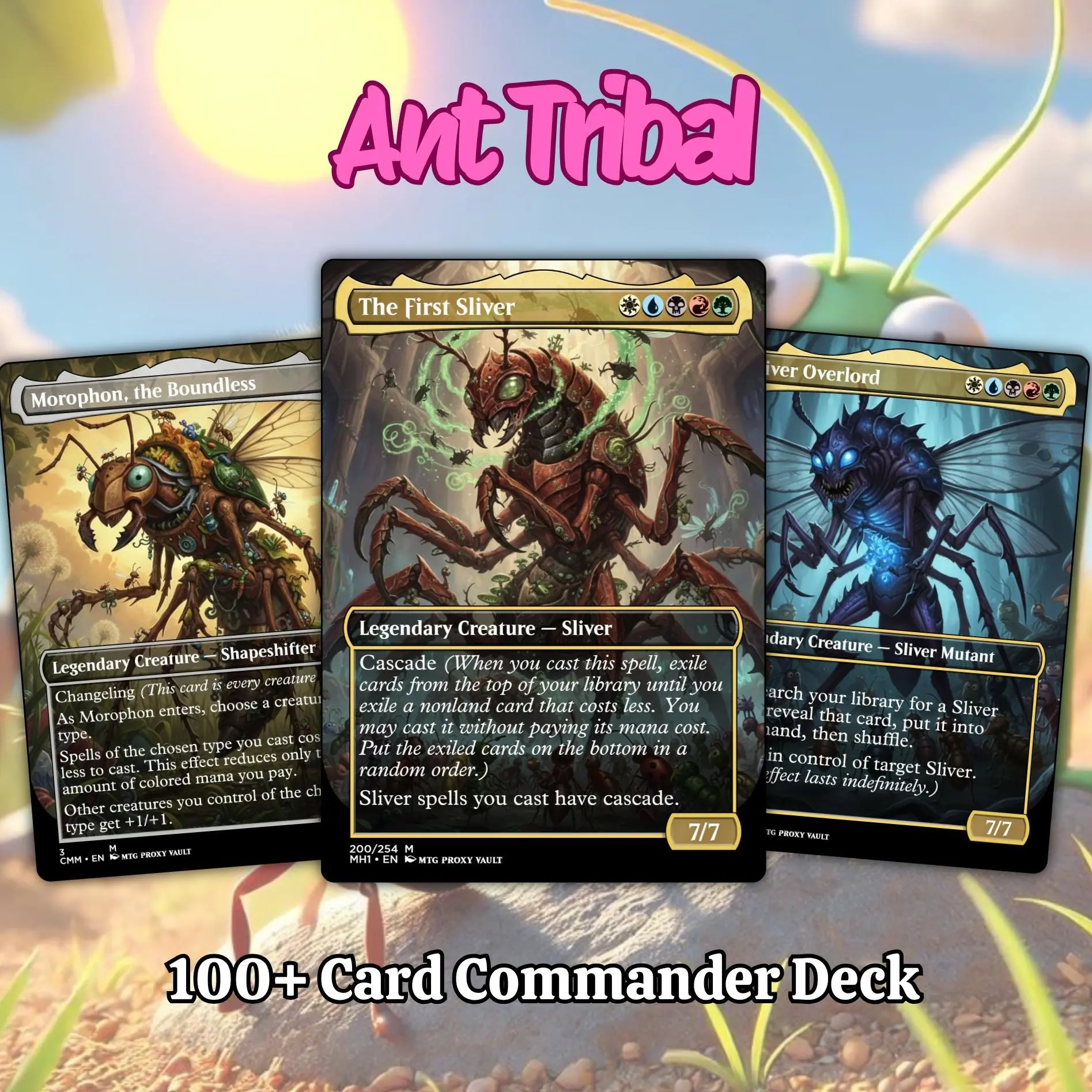 Proxy 100+ Card Commander Deck – Ant Tribal Custom Deck Ready to Play Perfect Gift for Fans, Players and Collectors Collectible Cards Premium Cards