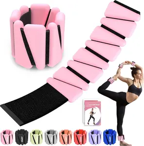 Wrist Ankle Weights for Women Set of 2, Adjustable  Weighted Bangles, Wearable Ultra-durable Strips Weight Bracelet 2 lbs/4 lbs for Yoga, Pilates, Barre, Walking, Arm &  Workout