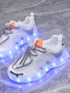 USB Charging LED Light Shoes, Running Lamp Glowing Sneakers, Breathable Mesh Casual Sports Shoes for Kids Boys Girls, Spring Summer Fall Dance Shoes, Casual Trainers