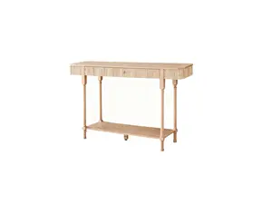 Giratree Fluted Console Table, 63'' Long Entryway Table with 2 Drawers and Bottom Shelf, Narrow Behind-The-Couch Table with Storage, Wooden Roman Column Style Console Table for Hallway, Foyer, Living Room