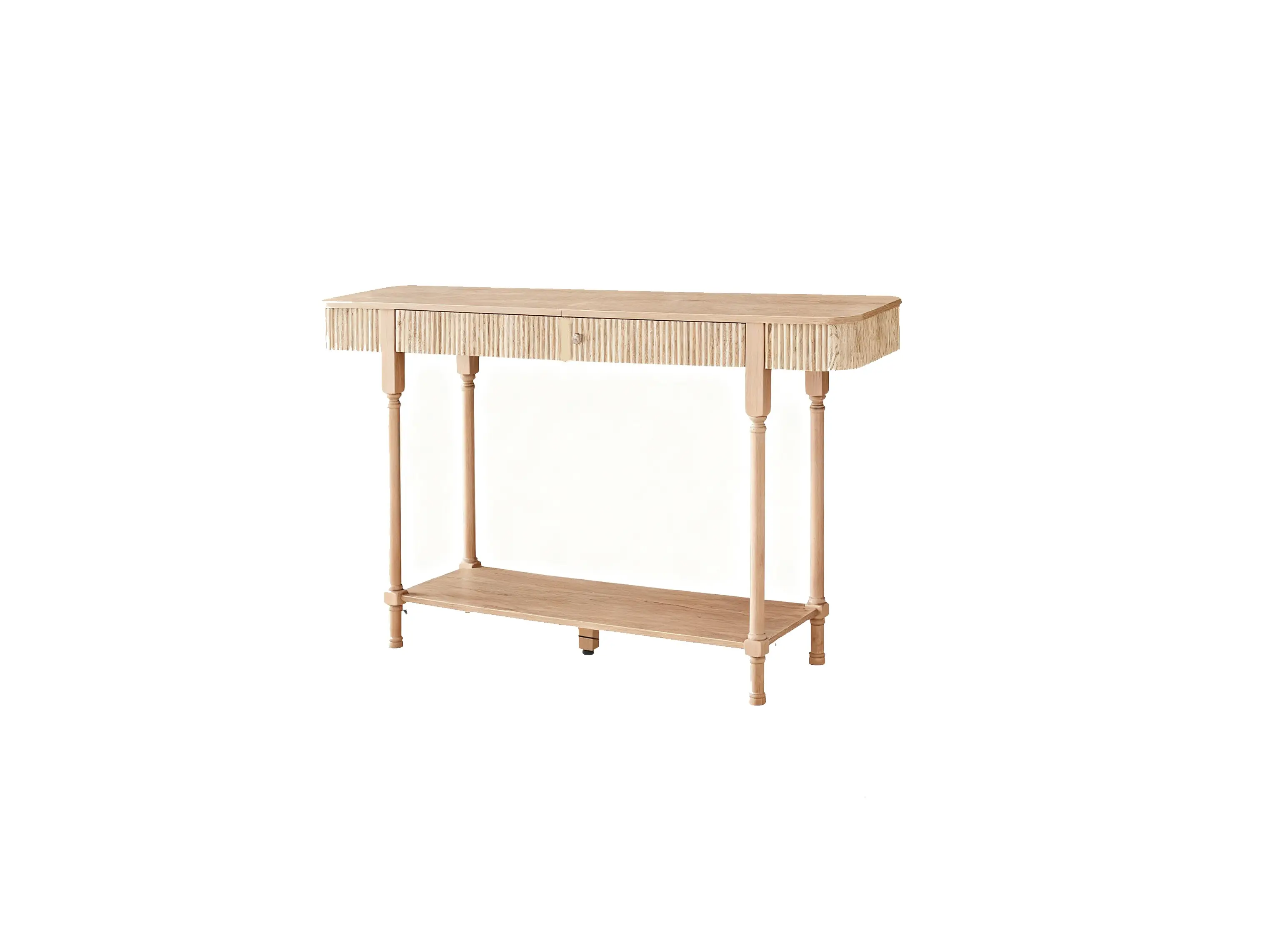 Giratree Fluted Console Table, 63'' Long Entryway Table with 2 Drawers and Bottom Shelf, Narrow Behind-The-Couch Table with Storage, Wooden Roman Column Style Console Table for Hallway, Foyer, Living Room