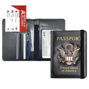 Leather Passport Wallet with Vaccination Card Slot, Faux Leather, 5.75 Inches x 4.0 Inches x 0.25 inches, Multi-Compartment, RFID Blocking Security
