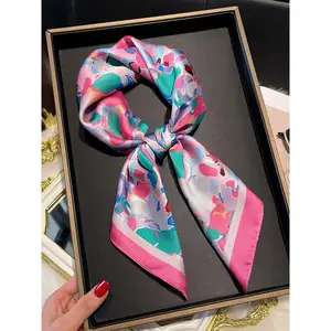 Women's Elegant Ditsy Floral Print Square Scarf, Trendy Soft Breathable Scarf, Fashionable Hair Accessories for Daily Use