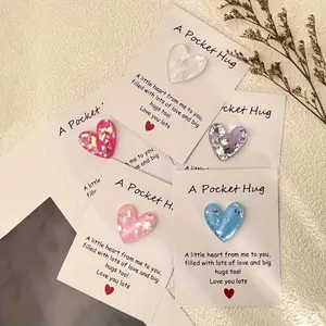 35/40/80pcs heart-shaped pocket hug cards with information, resin fantasy theme - suitable for Valentine's Day and special occasions to greet friends