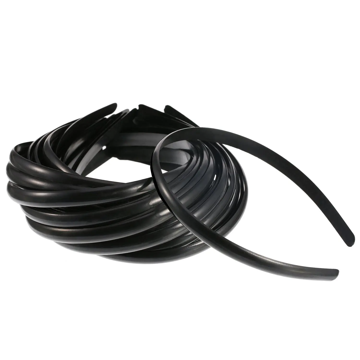 Hicarer 30 Pack Plastic Hair Headband 10 Mm Plain No Teeth DIY Hair Bands Plain Headbands for Girl and Woman (Black)