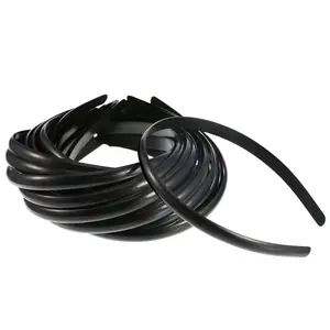 Hicarer 30 Pack Plastic Hair Headband 10 Mm Plain No Teeth DIY Hair Bands Plain Headbands for Girl and Woman (Black)