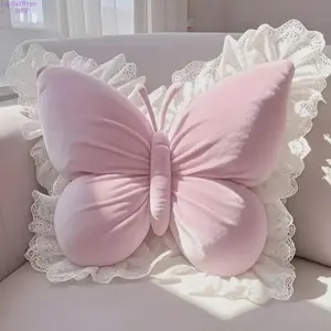 Butterfly Shaped Lumbar Support Pillow, Soft Floral Waist Cushion, Ergonomic Back Support Pad, Cute Aesthetic Home Decor, Comfortable Waist Pillow for Bedroom, Living Room, Office Chair & Daily Relaxation