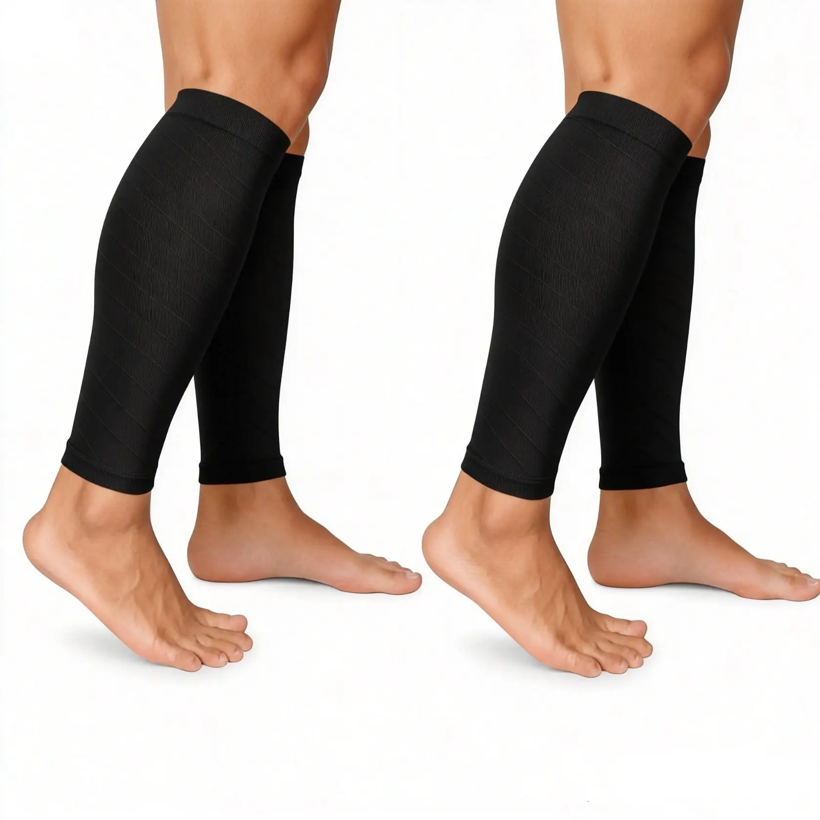 2 Pairs Calf Compression Sleeves, 20-25mmHg Breathable Nylon Support for Men & Women - Seamless Sleeve for Running, Shin Splints & Sports, Breathable Compression Sleeves, Lightweight Compression Sleeve