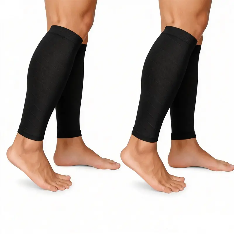 Sohochic Unisex Graduated Compression Sports Protective Gear (2 Pairs, Calf-Length) - 20-25mmHg Sleeves, 85% Nylon Stretch Breathable, Durable & Easy Care, Boost Circulation, Fitness-Gym Leg Support