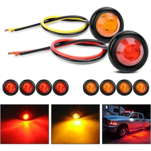 Nilight 10 PCS 3/4 Inch Round Mini LED Clearance Light LED Front Rear Side Marker Indicator Light Bullet Marker Light for Truck RV Car Bus Trailer Van Caravan Boat (12V, Red+Amber) Vehicle Autos
