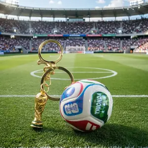 2026 World Cup Soccer Keychain Set, Mini Match Ball & Trophy Bag Charm, Premium Football Fans Souvenir Gifts for Men Kids