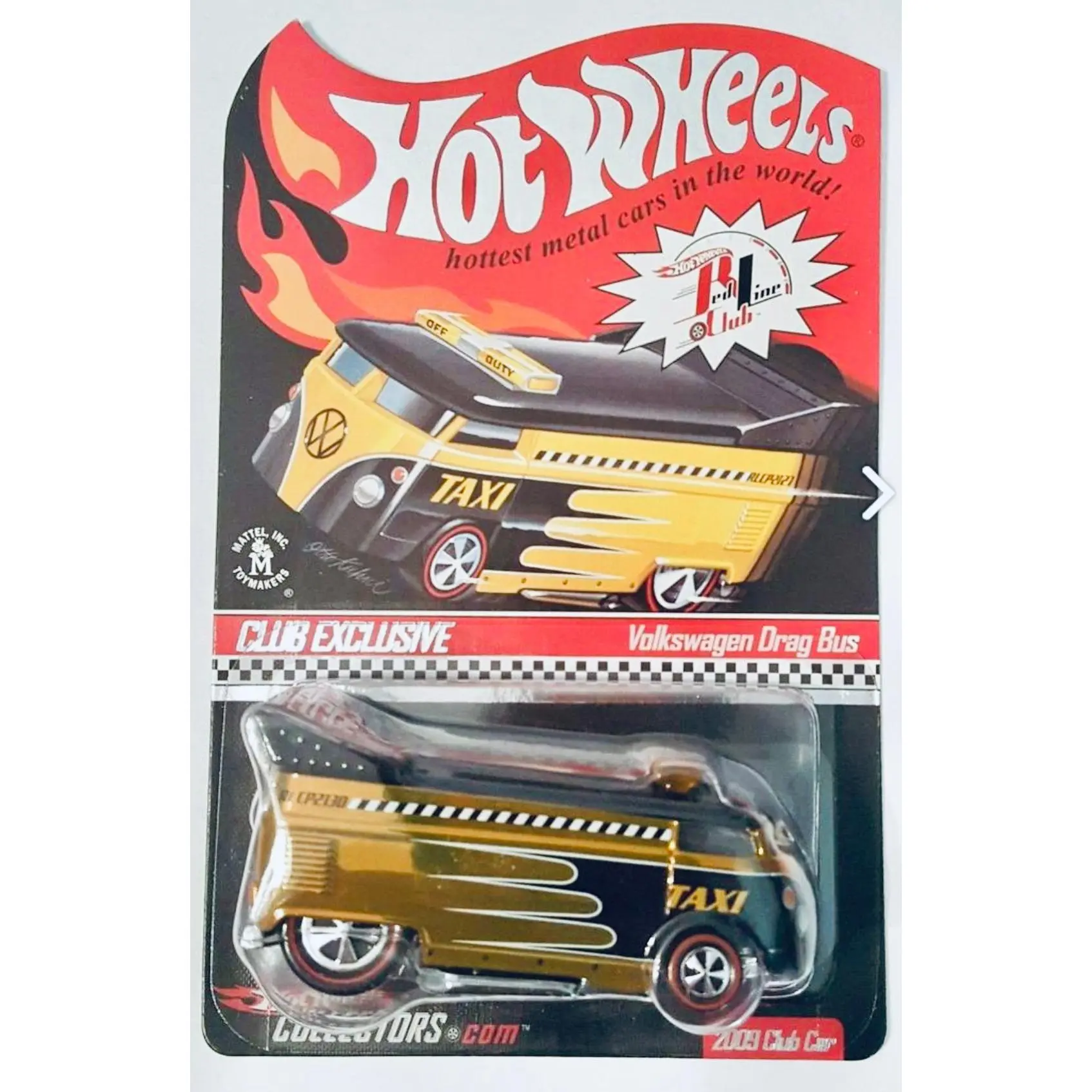 2009 Hot Wheels RLC Volkswagen Drag Bus Club Car – Taxi Edition (#3295 of 7000) – Spectraflame Yellow