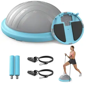 3-In-1 Balance Ball Trainer, 18'' Lightweight Yoga Stability Ball with Foot Pump & Bands, Supports 300 lbs, Ideal for Home Workouts & Therapy