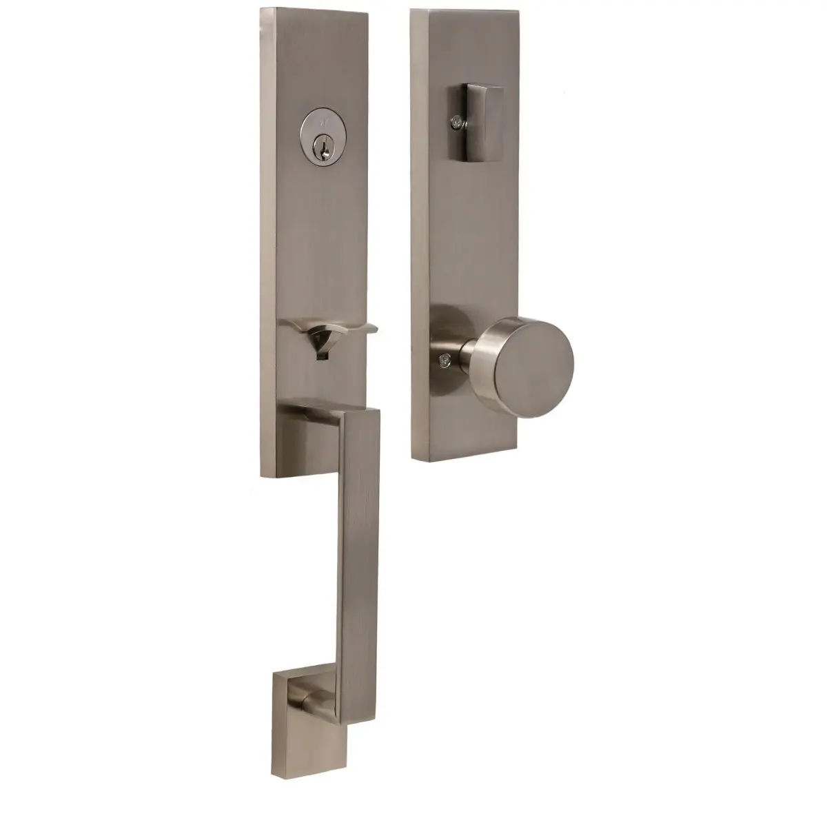 Weslock  Leighton Deadbolt Keyed One Side Handle Set with Mesa Knob, Satin Nickel