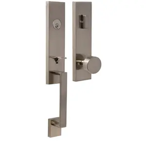 Weslock  Leighton Deadbolt Keyed One Side Handle Set with Mesa Knob, Satin Nickel