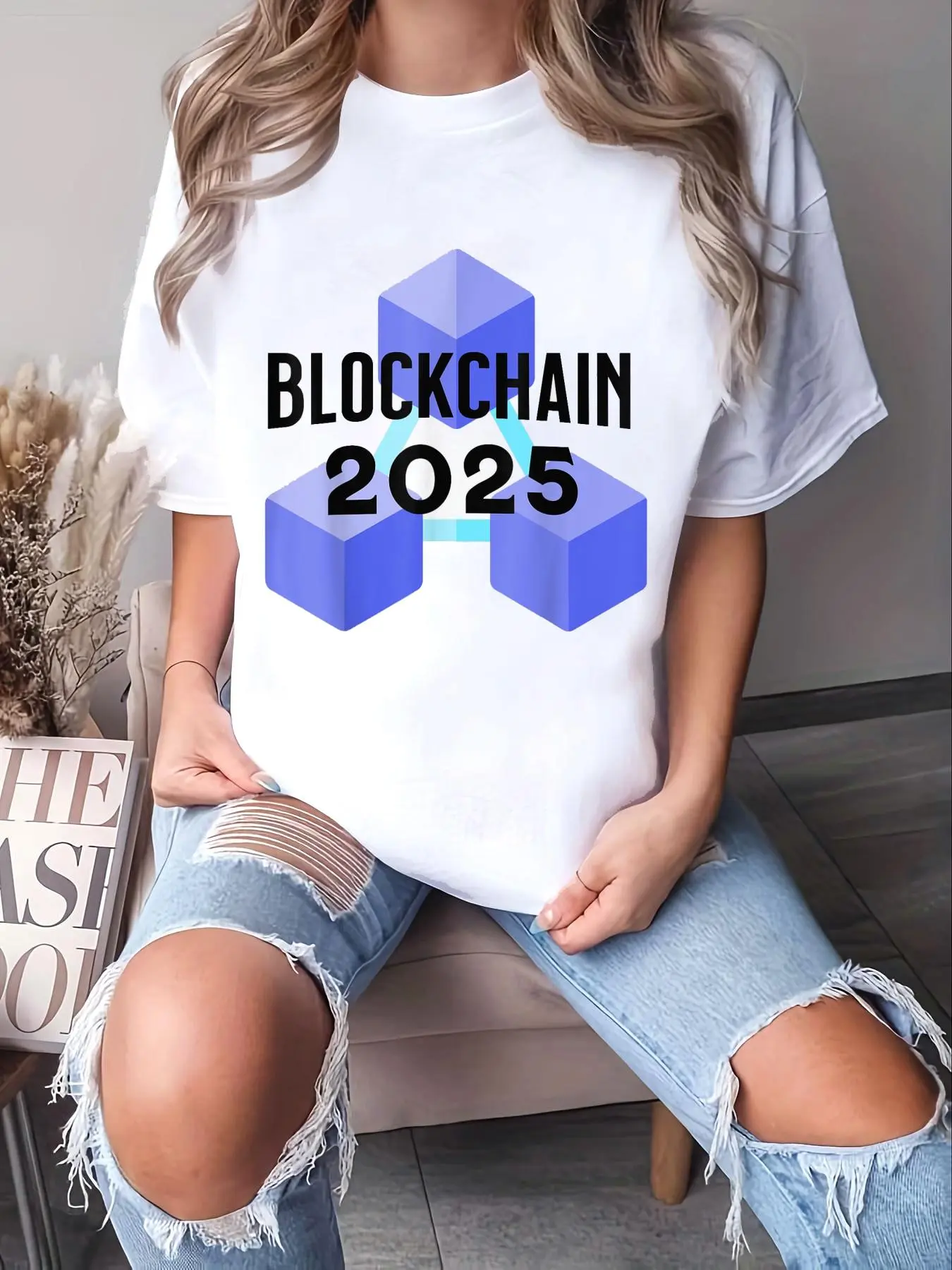 Women's 100% Cotton T-Shirt with Bitcoin Crypto Graphic Print - Super Soft Unisex Loose Fit Casual Top for Layering with Jackets, Shortsleeve, Style, Do Not Bleach, All Seasons, Cold Wash, Round Neck, Party, Loose-Fitting, Machine Wash, Clothes, Large
