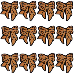 10PCS Iron On Patches Basketball Embroidery Sports Ball Sequin Bow Fashion Sew On Cute Appliques Accessories for DIY Clothes Hats Projects