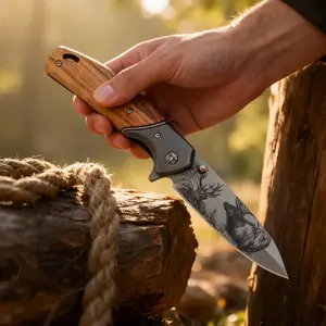 New high-quality portable multifunctional folding knife, 5Cr13MoV blade, olive wood handle, outdoor camping and picnic gear, EDC survival knife, gift