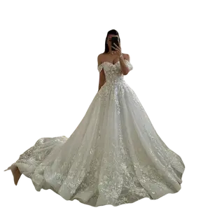 Flavinke Customized A-line Lace Appliques Wedding Dresses 2025 Off Shoulder Sweetheart Wedding Gowns Backless Bride Gown