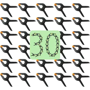30 count 3.5 Inch Plastic Spring Clamps, Black Heavy Duty Clips, Small Spring Clamps for Backdrop Stand, Crafts, Photography, Woodworking,  Projects, Banner, Balloon Arch, Clamp with Flexible Pads