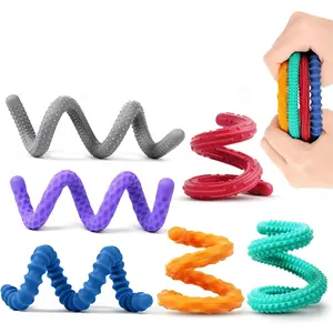 Sensory Fidget Toys for Kids: Textured Silicone Fidget Stick 6 Pack, Sensory Toys for Autism ADHD, Calm Down Travel Airplane Toys, Easter Basket Stuffers