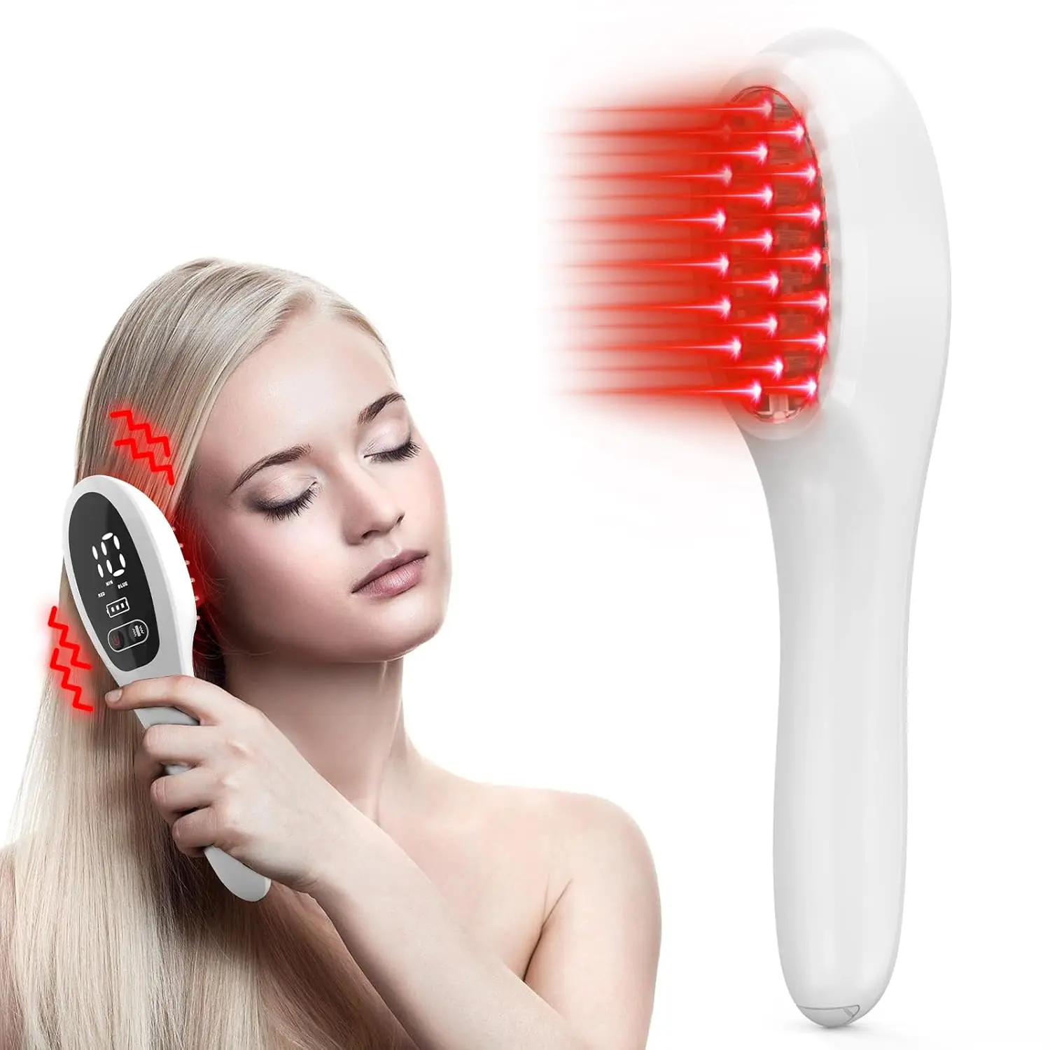 Red Light Therapy Hair brushes Growth hot comb, Hair Scalp Massager, Low Level Laser Therapy To Promote Hair Growth in Women and Men,Handheld Portable Head Scratcher Massager for Haircare dandruff remover comb-great Gifts for Mom Dad Cordless Handy