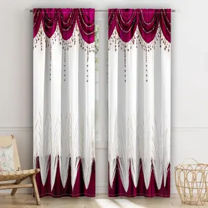 2pcs Elegant & Art Deco Style Curtains, Durable 100% Polyester, Light Filtering Design Suitable for Living Room, Bedroom and Kitchen, Home Decoration Curtain