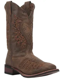 Laredo Women's Stella Leopard Print Inlay Studded Western Performance Boot - 5889