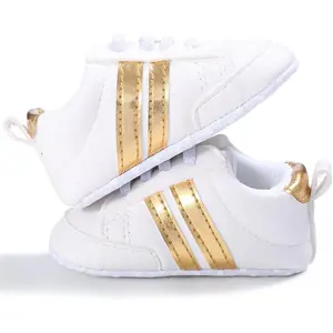 KIDSUN Infant Baby Boys Girls Sneaker Leather Soft Sole Anti-Slip Newborn Toddler White Casual Shoes First Walker Crib Shoes